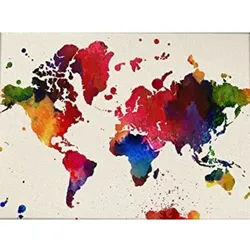 POSTER Weltkarte Aquarell 30X40cm Rahmenlos