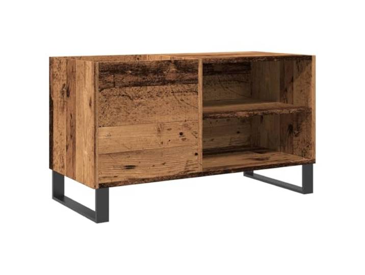 Plattenschrank Altholz-Optik 84,5x38x48 cm Holzwerkstoff Schallplattenaufbewahrung,LP-Sammlung,Plattenspielerfläche,Eisenbeine,industrieller Stil,robuste Oberplatte,Vinylregal