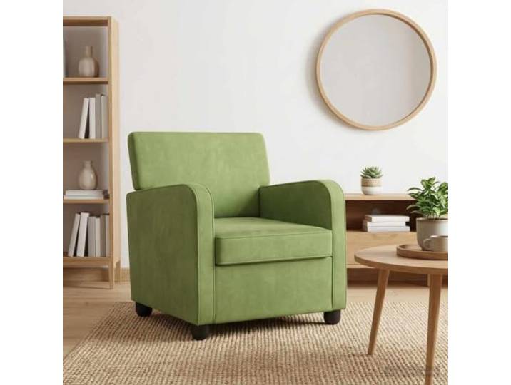 Sessel Hellgrün Samt mit Armlehnen und Velourspolsterung Polyester-Velours, Holzwerkstoff und Metallrahmen, Leseecken, Schlafzimmer, moderne Einrichtungsstile