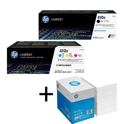 Bundle mit HP Original 410X Toner 4er Multipack + 2.500 Blatt HP Kopierpapier hochweiß