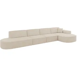 ECKSOFA Ottomane Rechts MARI-L3 - 413x171x79 cm Beige Velours