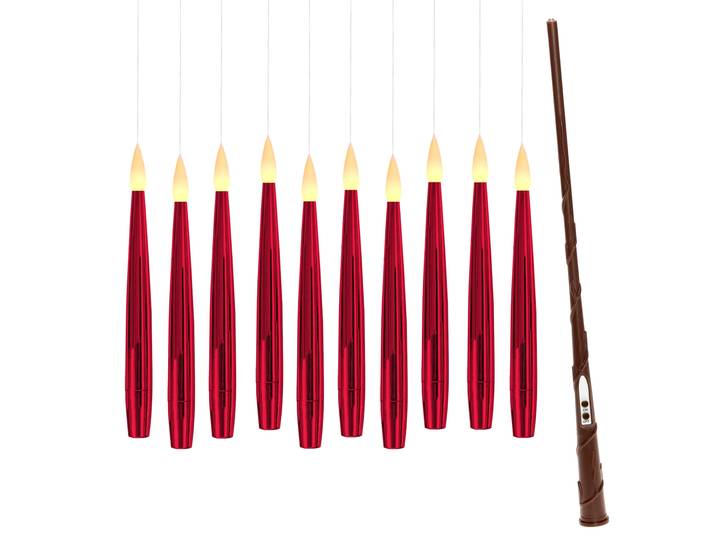 OTTO HOME LED Dekolicht 10 Schwebende LED Tafelkerze mit Zauberstab Korrinna , chrom rot, 10, Ø 1,5cm, 11 Stk., Leuchten, mit Zauberstab als Fernbedienung, LED Dekolicht