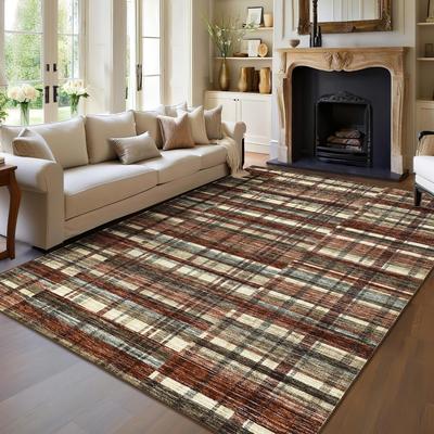 Garvee Rustic Plaid Geometric Area Rug