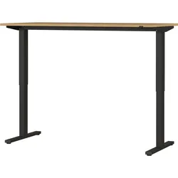 bümö Andratx elektrisch höhenverstellbarer Schreibtisch 160x80 cm in Eiche, Gestell: Schwarz - Schreibtisch höhenverstellbar elektrisch, elektrischer