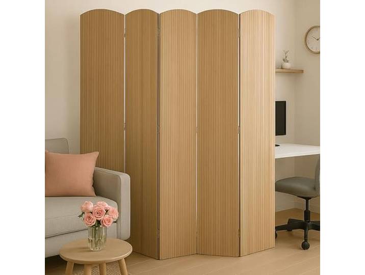 Mendler Bambus Paravent HWC-O30 zusammenklappbar 5 Paneele 170x204cm
