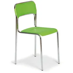 Esszimmerstuhl aus Kunststoff ASKA, grün, Chromfüße