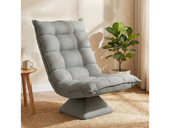 HOMCOM Fauteuil Pivotant 360° Dossier Réglable Salon Capitonné