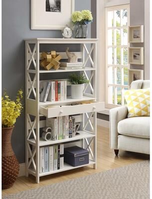 Convenience Concepts Oxford 5 Tier Bookcase with Drawer