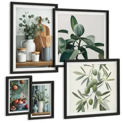 BILDER SET 5er Set - 50x50 cm & 20x30 cm & 40x60 cm Schwarzer Rahmen - Inspiration Schrei Schädel Eule