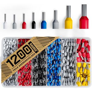 BAURIX Aderendhülsen Sortiment, Set, 0,5 - 10mm², 1200-teilig, isoliert