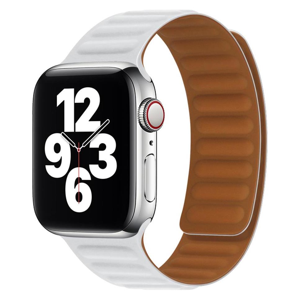 Techsuit - Watchband (W035) - Apple Watch 1/2/3/4/5/6/7/8/9/10/SE/SE 2 (38/40/41/42mm) - White (38 mm, 40 mm, 41 mm, 42 mm, Magnet, Silikon) (56340159)