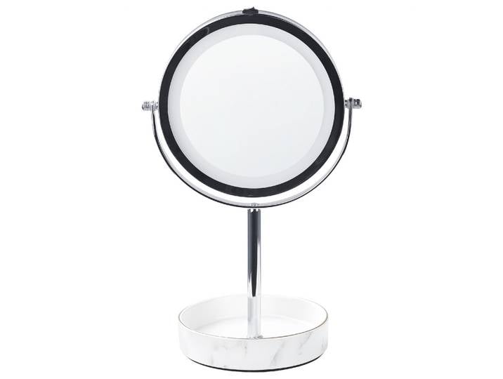 KOSMETIKSPIEGEL silber/weiß mit LED-Beleuchtung 20 cm Savoie