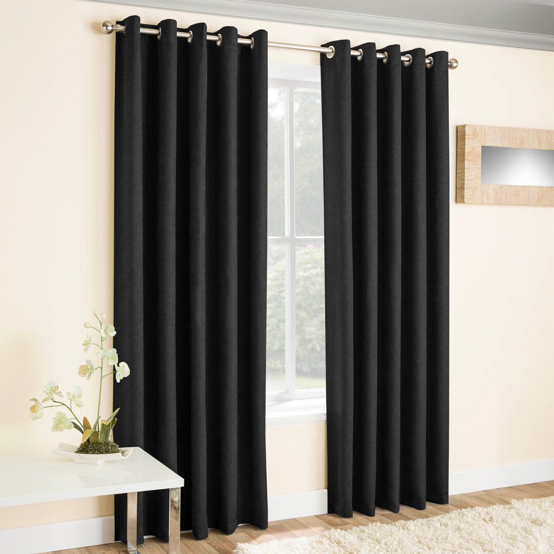 Wayfair Basics™ Biller Eyelet Thermal Light Reducing Curtain Black 229cm Width x 274cm Drop