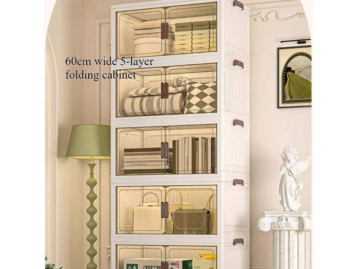 Armoire de rangement grande capacité 5 niveaux 66 cm, pliable, avec roulettes pour un déplacement libre, utilisée pour le rangement de la cuisine/du salon