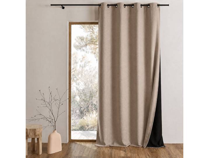 Rideau thermique phonique et semi occultant flanelle/polyester