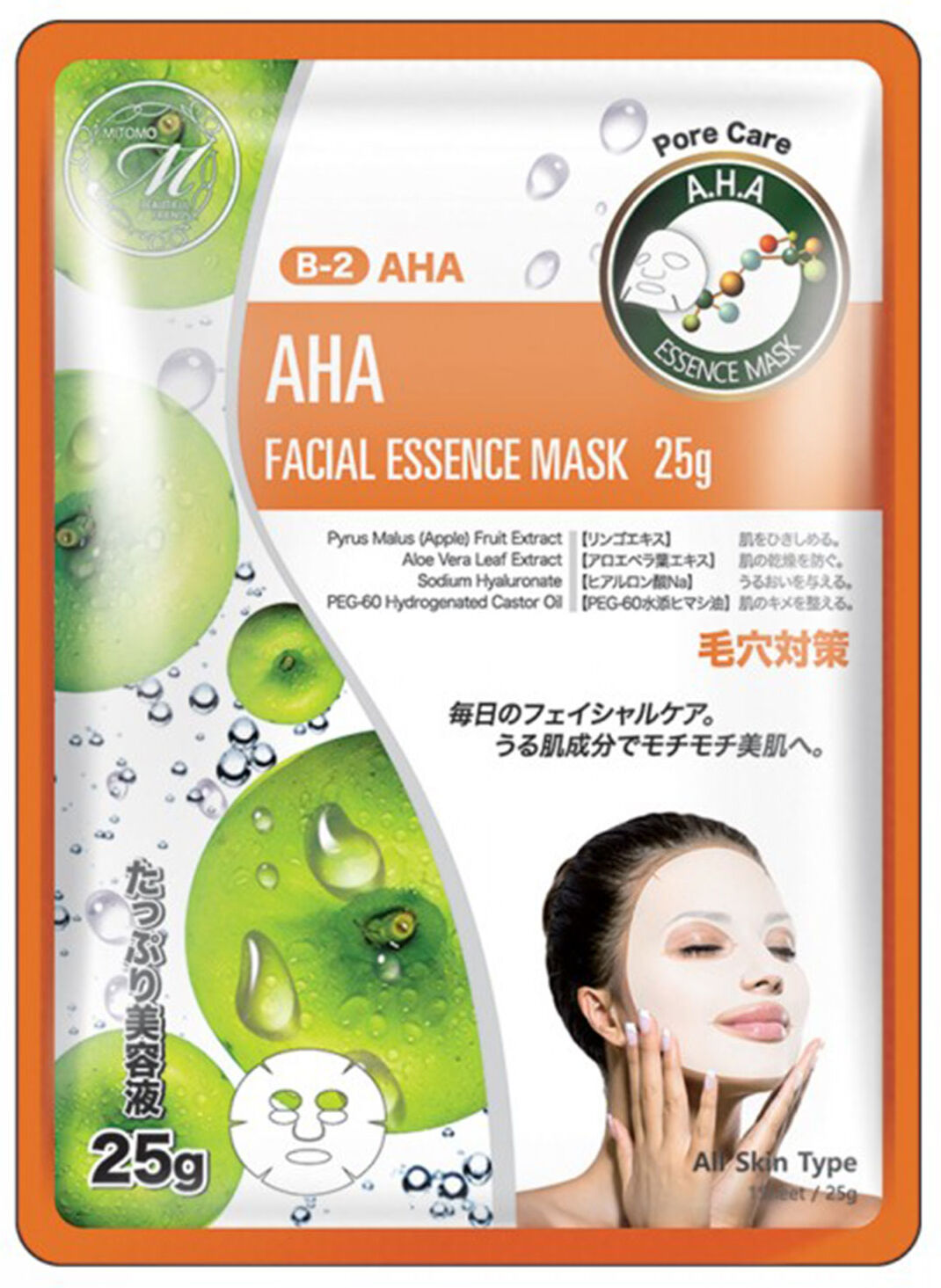 MITOMO Natural AHA Facial Essence Sheet Mask 26g