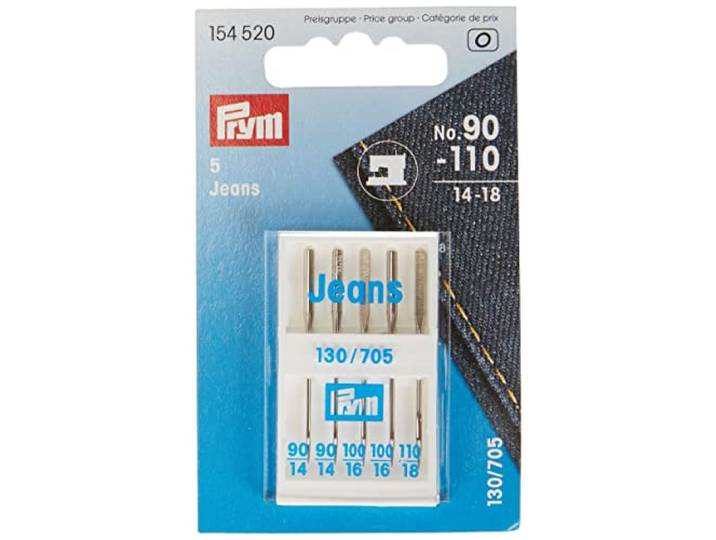 Prym 154520 - Naaimachinenaalden jeans - 130/705, No. 90-110 - gesorteerd, Zilver