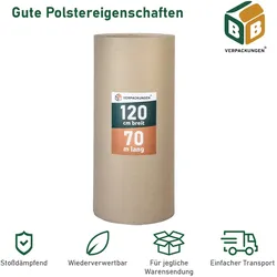 3 x Rollenwellpappe (1,2 x 70 m) Wellkarton Füllmaterial Polster Schutz Rollwellpappe BB-Verpackungen