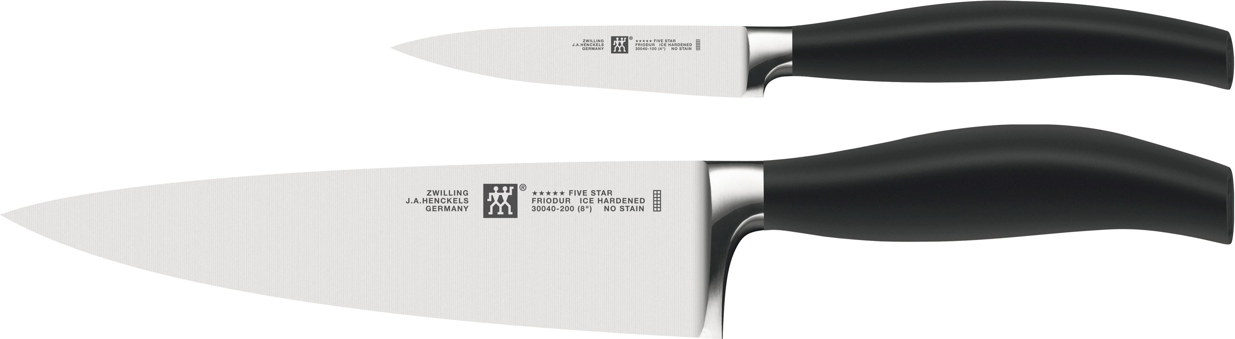Messer-Set ZWILLING "***** FIVE STAR", schwarz, Stahl, Kochmesser-Sets, Messer-Set, Made in Germany, Sonderschmelze, Ergonomisch, 2-tlg.