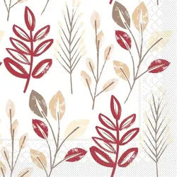 Mank Serviette Tissue Cedrik Bordeaux-Braun, 33 x 33 cm, 100 Stück - Herbst Blätter Gräser