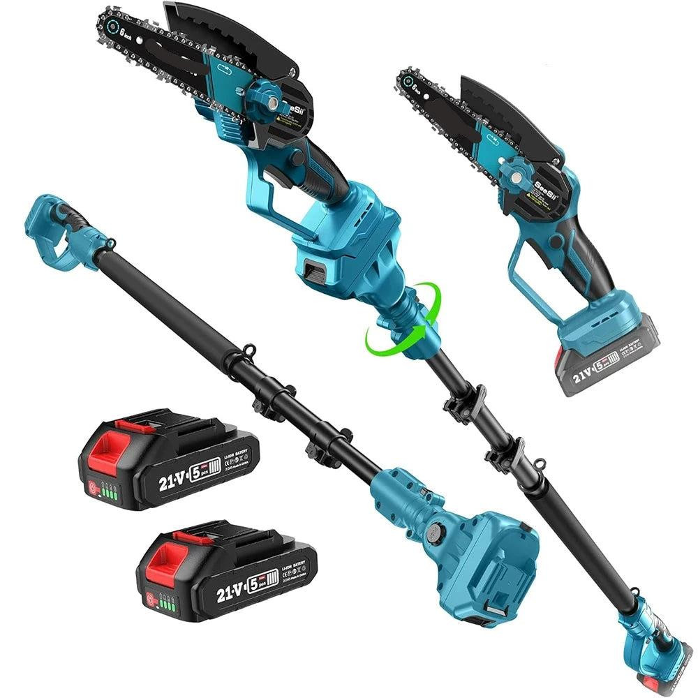 Selius Telescopische Snoeizaag – 2-in-1 Mini Kettingzaag met Borstelloze Motor en 2 Accu's