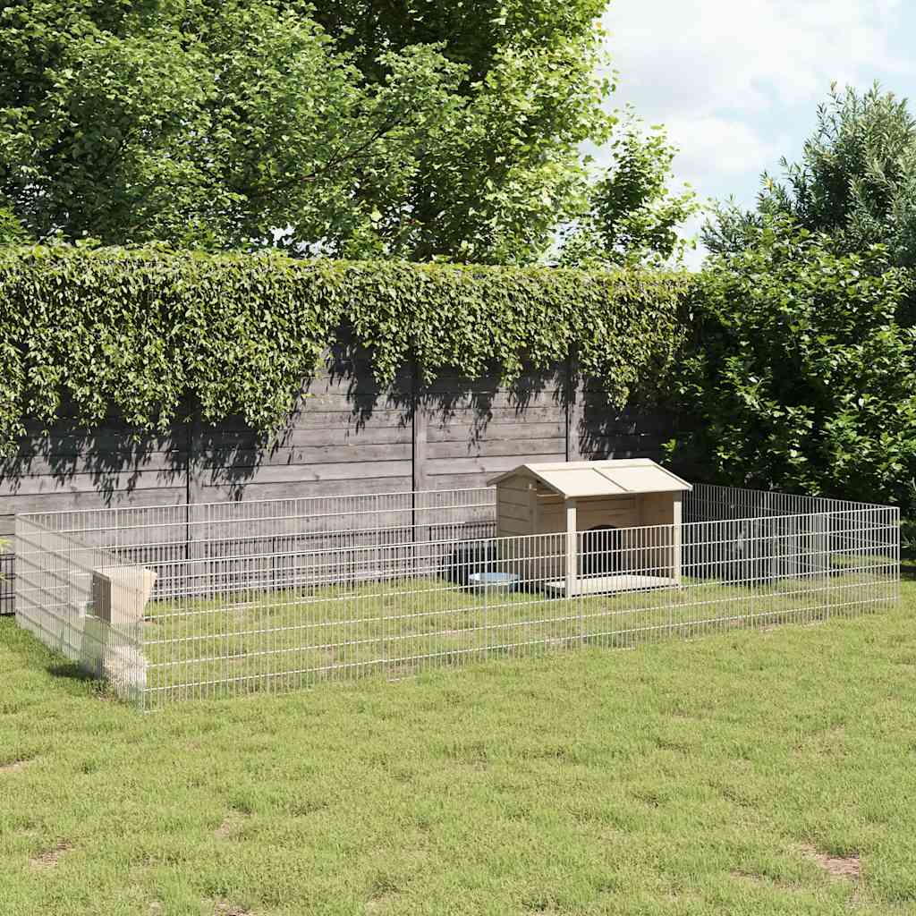 vidaXL Recinto corral animales 24 paneles hierro galvanizado 54x60 cm Plateado