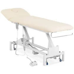 Physa, Massageliege + Massagesessel, Massageliege elektrisch Massagebank Therapieliege 200 kg beige Fusspedal Räder