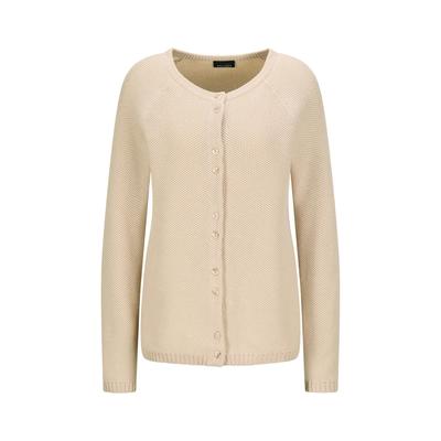 Strickjacke GOLDNER "Cardigan aus Baumwolle, Rundhals", Damen, Gr. 38, beige, Obermaterial: 100% Baumwolle CO., Modisch, Strickjacken Strickjacke, Piqué-Optik