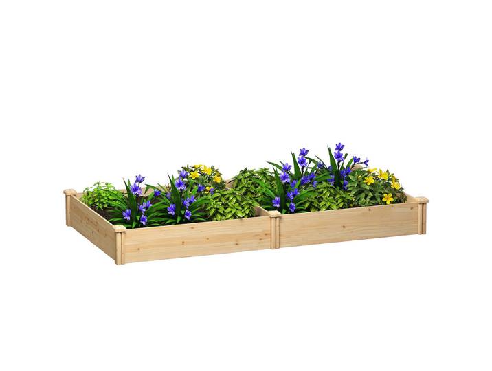 ComfortXL Hochbeet De-12249 mit Separator, 235/121/26 cm Natur, Naturfarben, Holz, 235x26x121 cm, Gartenzubehör, Hochbeete