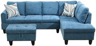 Clihome Blue Flannel 3-Piece Living Room Sofa Set