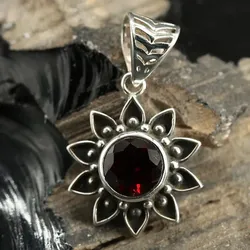 Drachensilber Sonne Granat Anhänger Edelstein Silber Schmuck 925 Silber