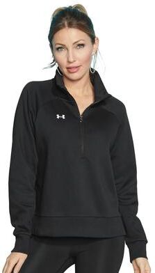 Under Armour Women's Rival Fleece 1/2 Zip (Size XL) Black/White, Cotton,Polyester