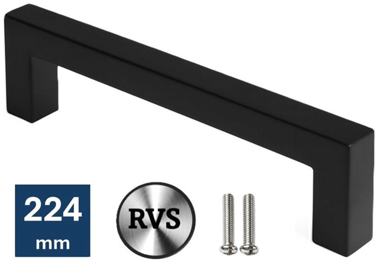 MSQDESIGN Zwarte RVS Handgreep 224mm
