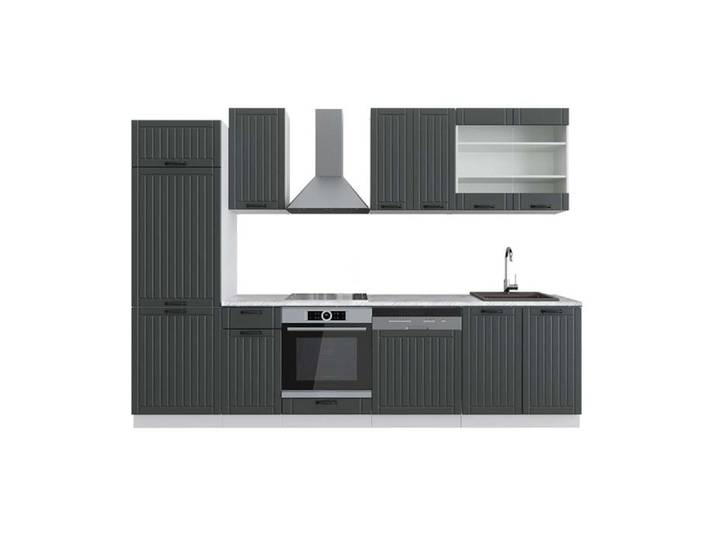 Cuisine Fame-Line 300cm PT Marbre Anthracite campagne/Blanc Vicco 42793