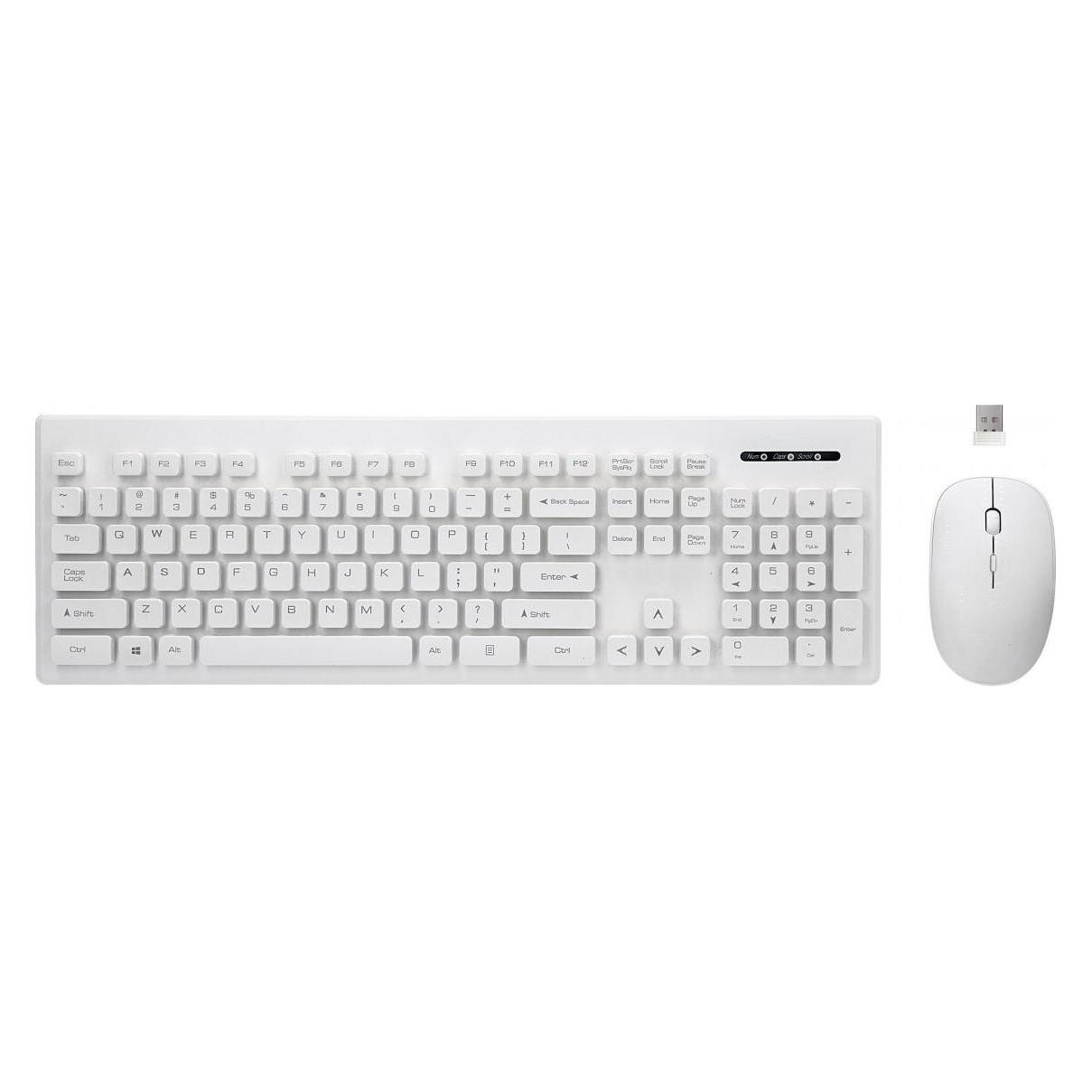 Rebeltec Whiterun Wireless Keyboard + Mouse Set, White, 2.4Ghz Wireless Technology (US, Kabelgebunden) (RBLKLA00032)