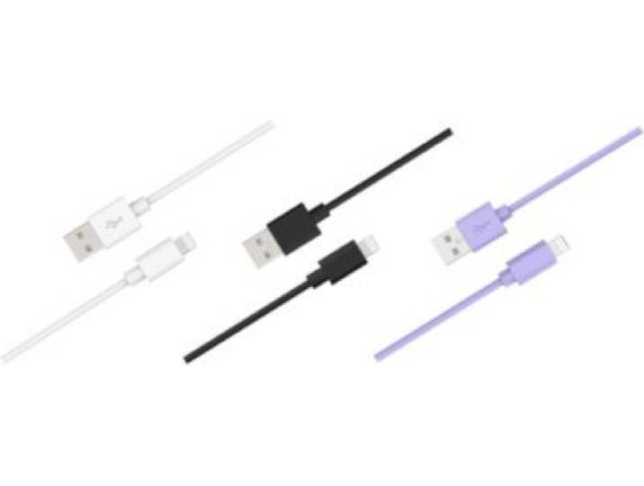 Essentielb - Câble Lightning Pack 3 Câbles Usb 1m Blanc/Noir/Mauve