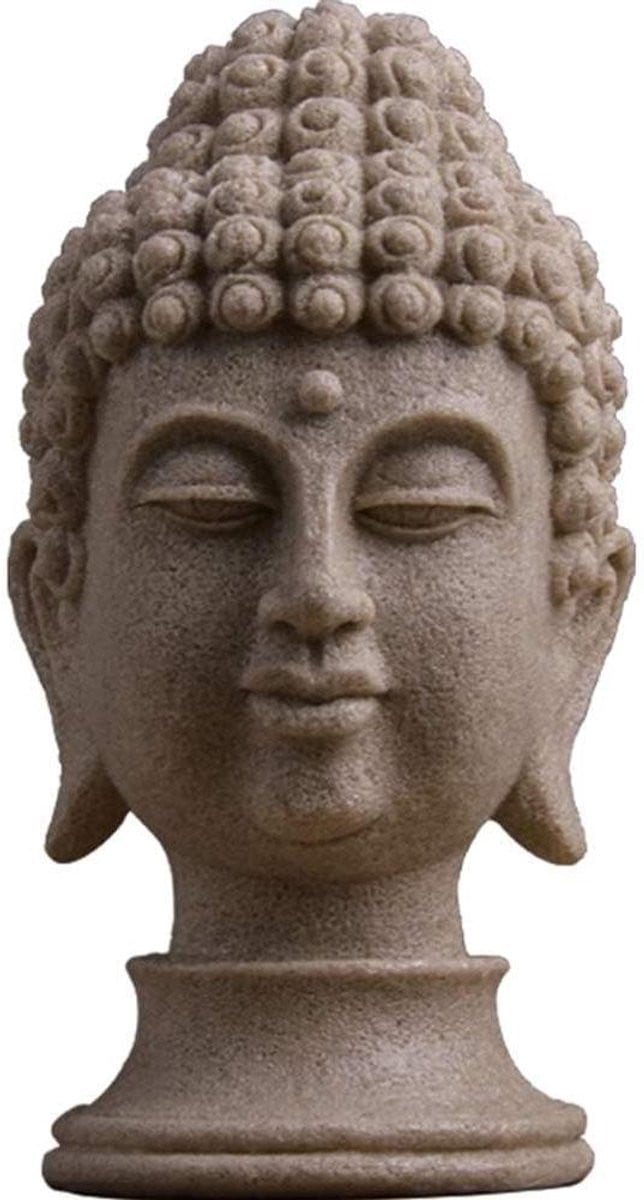 Handgegoten Boeddha Hoofd Standbeeld Decoratie voor op Tafel, Hoogte: 33 cm