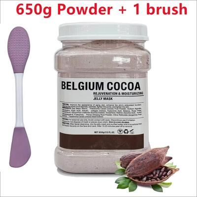 Inspired Finds 650g Chamomile Hyaluronic Acid Facial Moisturizing Jelly Mask Powder With Silicone Brush cocoa