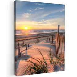 LEINWANDBILD Strand - Meer - Düne - Sonnenuntergang - Landschaft Room Decor 30x40 cm
