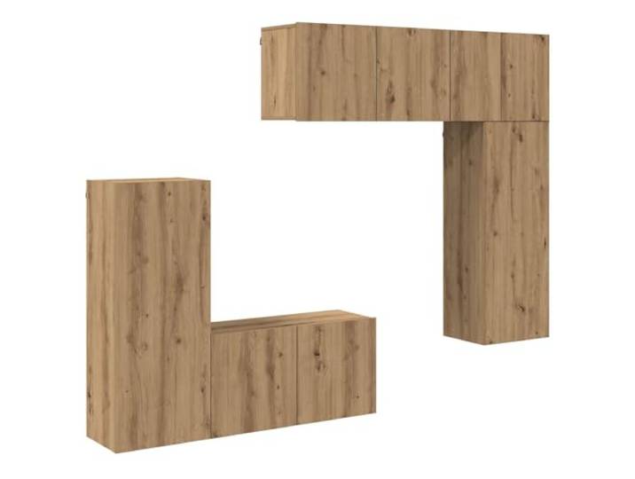 KTHLBRH Wandmontierte TV-Einheit 5 Stück Eiche Handwerk Holz Engineered Scharniertüren, Hardware enthalten, Wandmontage, Wohnzimmer, Spielkonsole, Innengebrauch