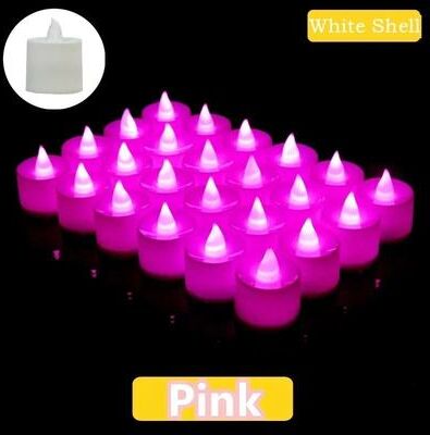 Uplift Picks 50PCS Colorful LED Tea Light Candles Battery Operated Flameless Decor pink 12 Packs