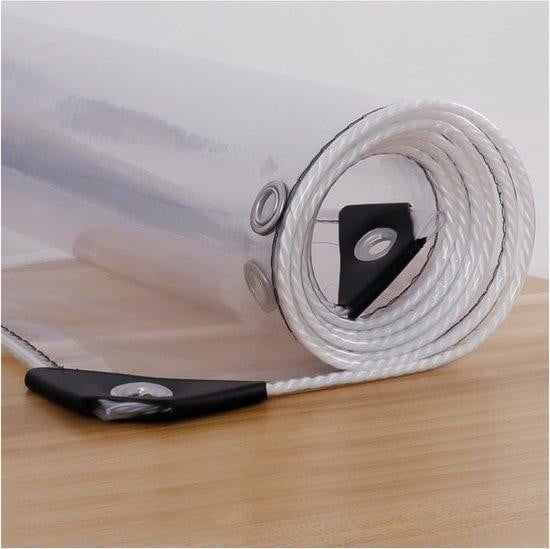 Famanu Waterdichte Transparante PVC-doek met Oogjes voor Tuin, Meubels en Terras, B: 2,4 m, D: 2 m