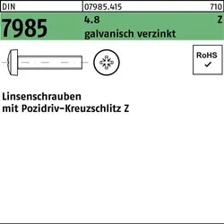 Linsenschraube DIN 7985 PZ M4x25-Z 4.8 galv.verz. 1000St.