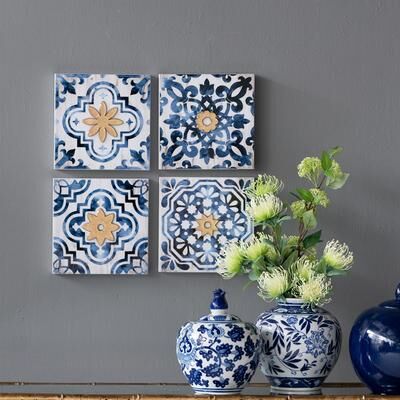 DEVERA Set of 4 Abstract Wall Decor Accents