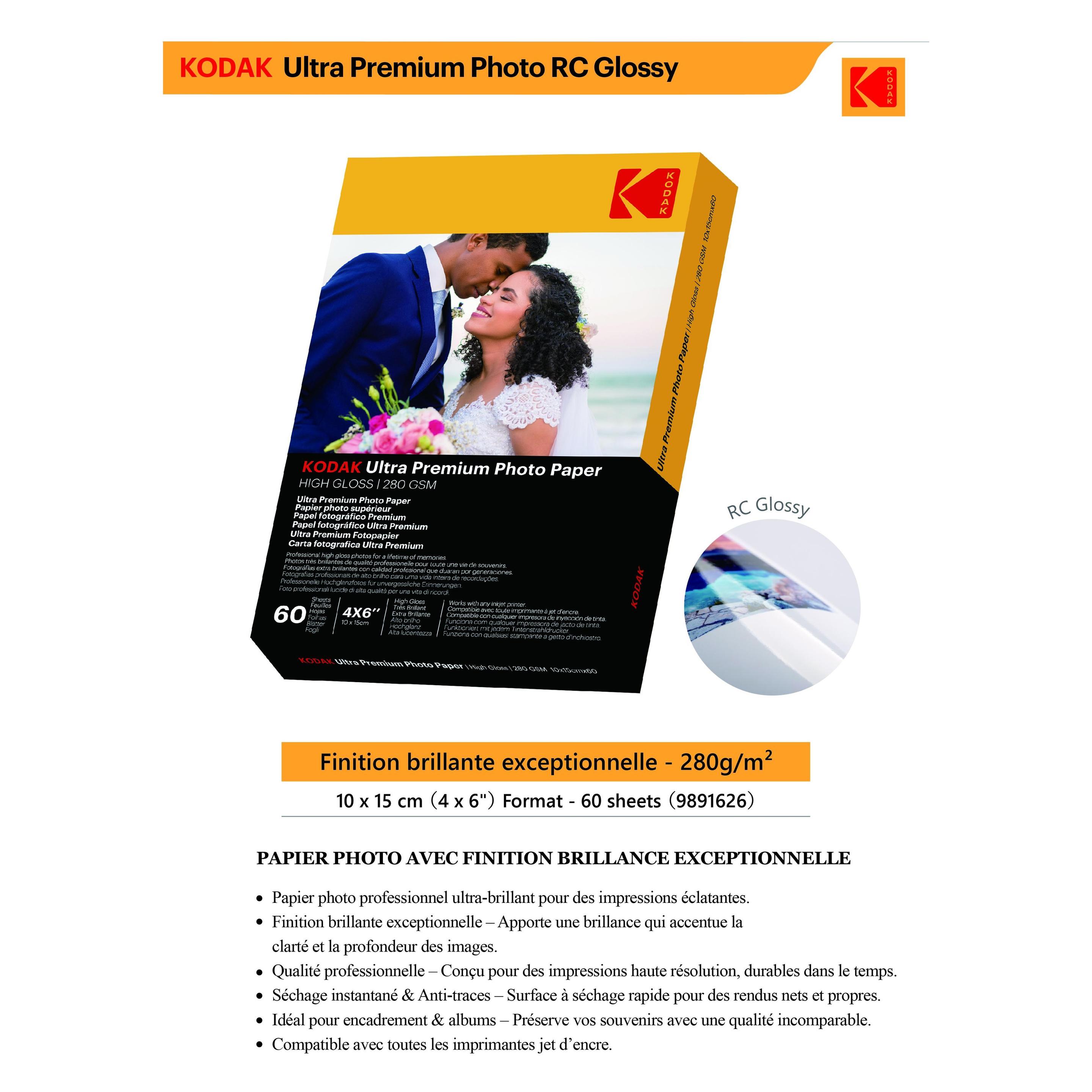 Kodak Ultra Premium Photo 60 Blatt 280gs (280 g/m², 10x15 cm, A6, 60 Stk.) (916265)