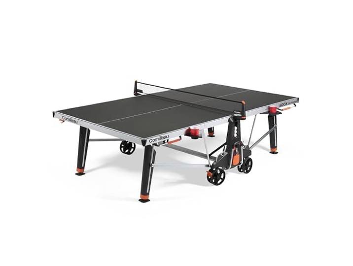 CORNILLEAU 600X - Outdoor Tischtennisplatte - Hochwertig und funktional - 7 mm Melaminharzplatte - Turnierqualität - Klappbar - Wetterfest - Robust - Schwarz