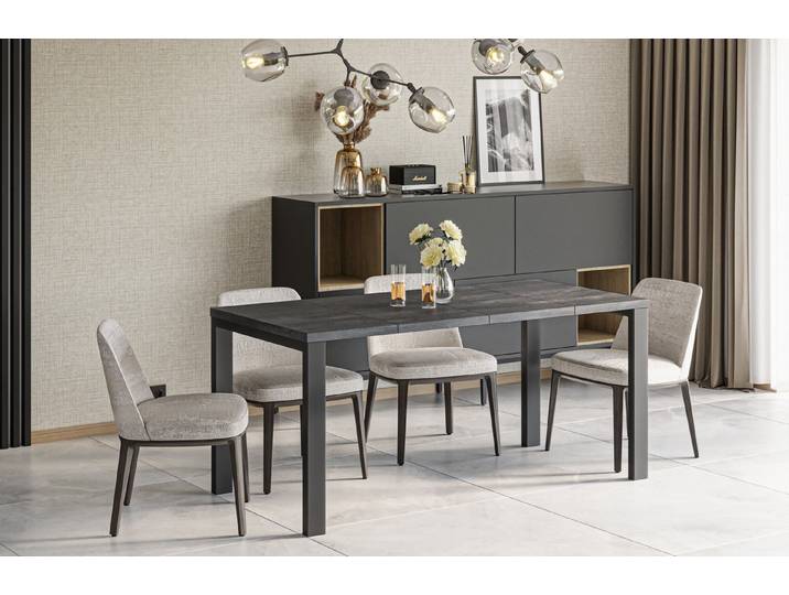 Endo-Moebel Kulissen-Esstisch Garant 80 80-170cm ausziehbar erweiterbar Metallgestell Küchentisch, elegantes & modernes Design, leichter Aufbau, 45cm Erweiterungsplatten