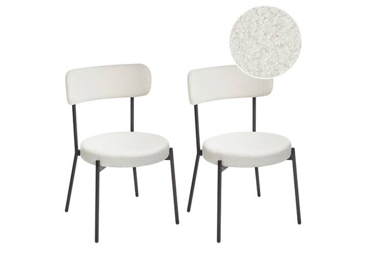 STUHL 2er-Set Bouclé Weiß Allison