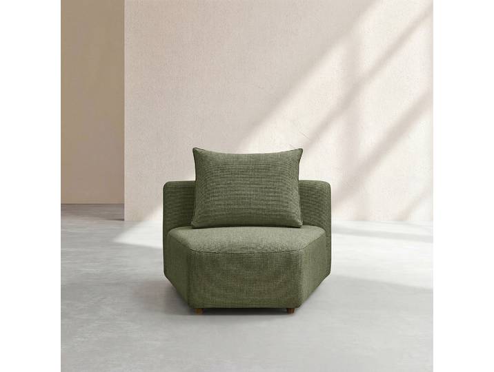 HABITAT - Chauffeuse en tissu garnie de plumes - Vert kaki - Capri