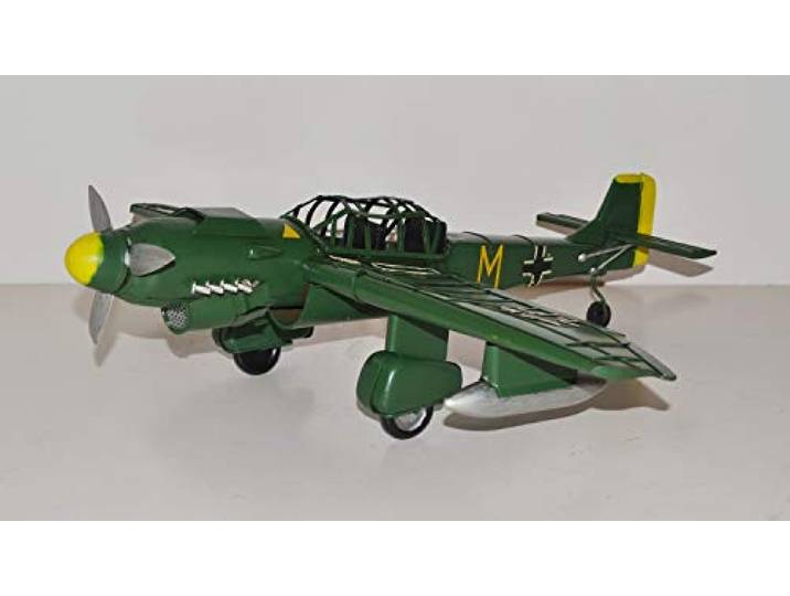 JS Garten Deko Blechflugzeug Nostalgie Modellflugzeug Oldtimer Marke Junkers Ju 87 Stuka Flugzeug aus Blech L 50 cm